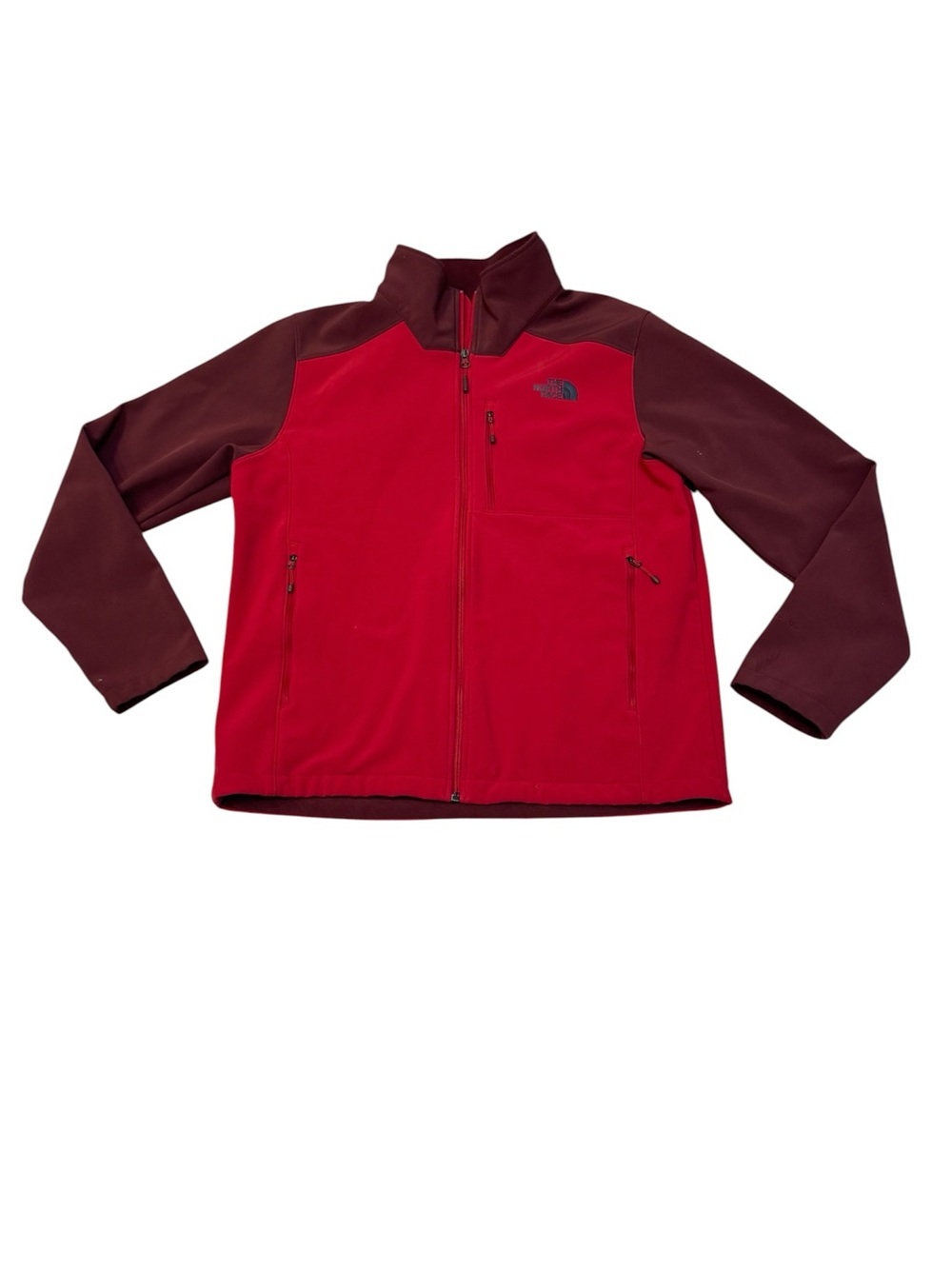 North Face Men’s Windwall Red Burgundy Full Zip Fleece Lined Softshell Jacket L